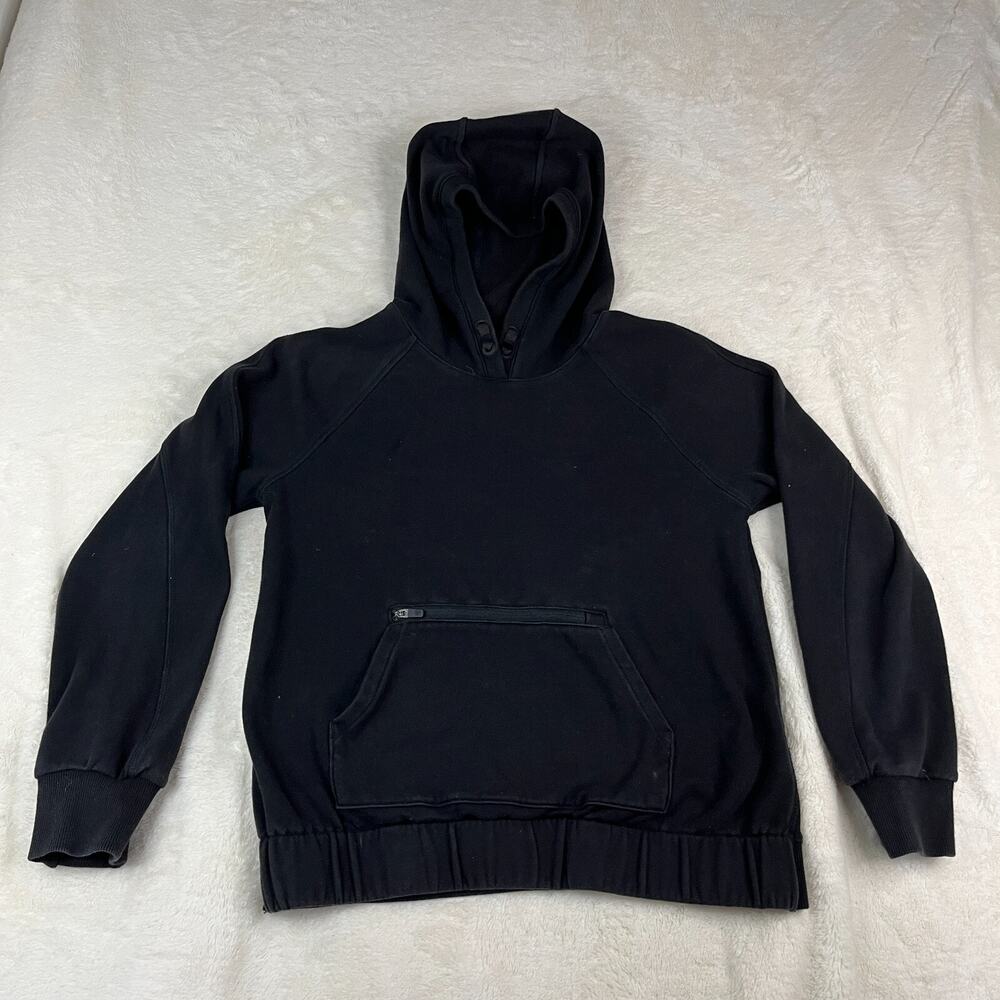 Athleta Girl X Allyson Felix Sweatshirt L Black Hoodie Pullover Zip Pouch Solid